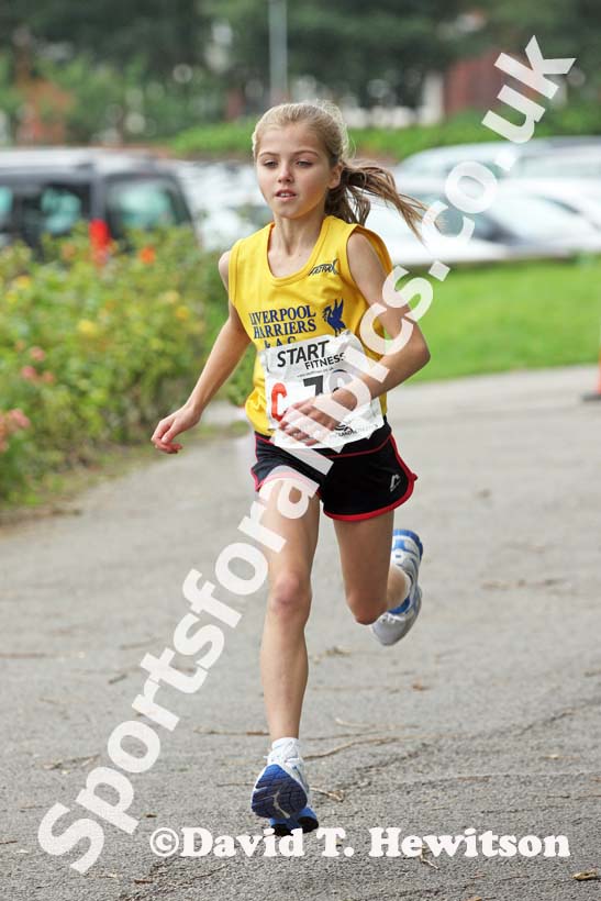 Liverpool Harriers on their way to winning the under-13 girls at the Northern Road Relays, Blackpool.